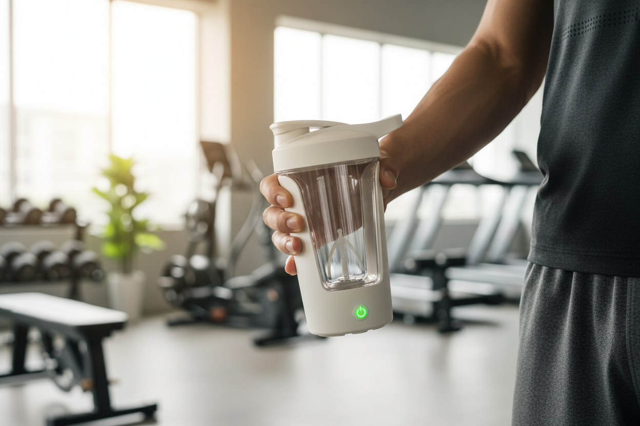 Person Holding Protein Shaker
